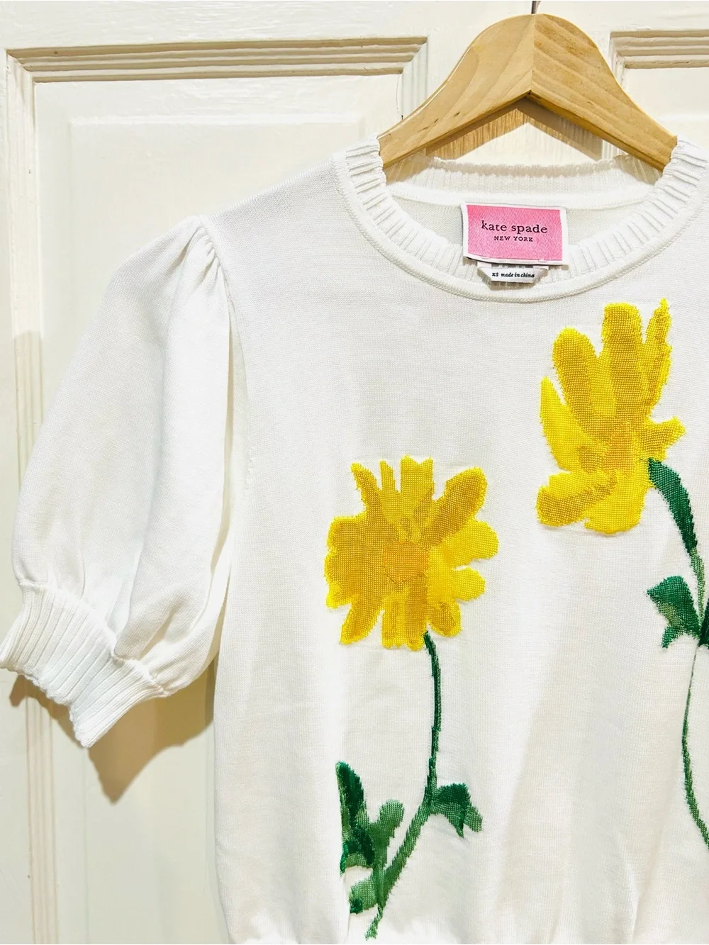 Kate Spade Sweater Daisy Puff Sleeve Cottage Preppy Luxury Designer Size XS